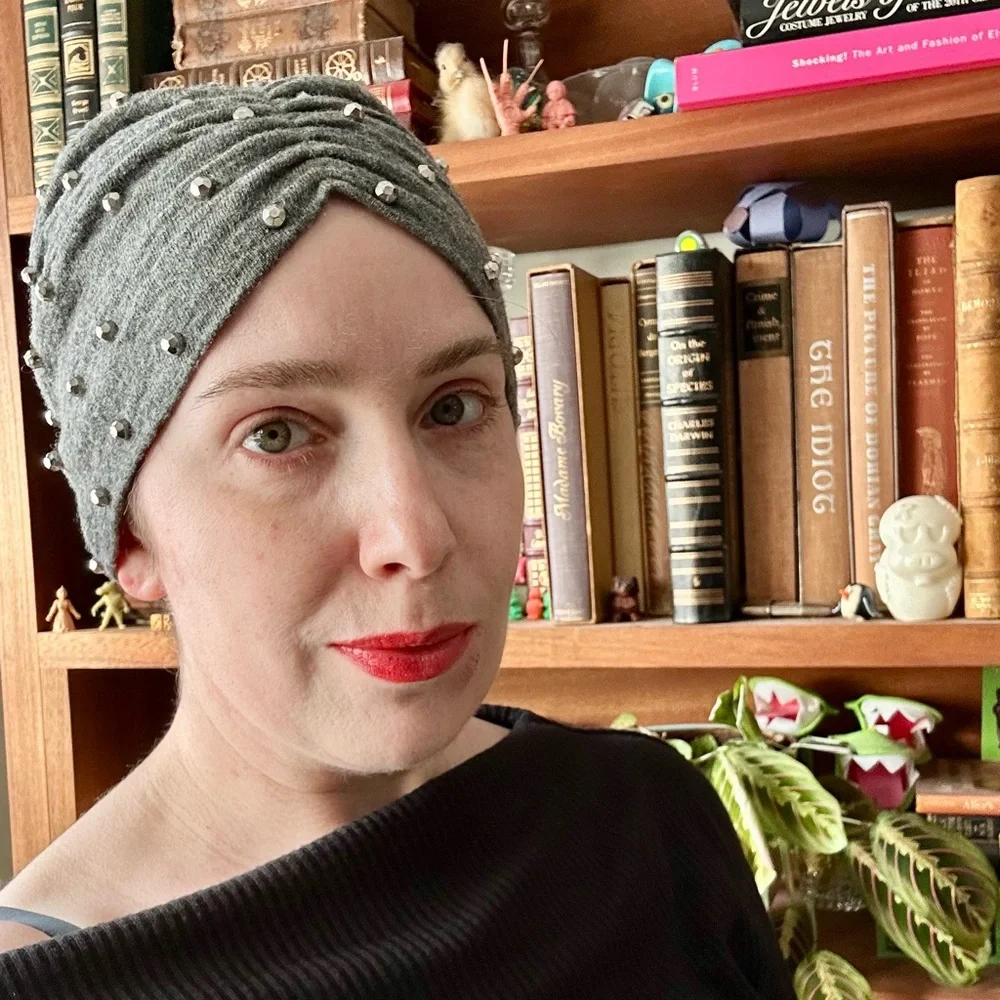 Vintage gray beaded winter turban beanie AS IS - Picture 2 of 7